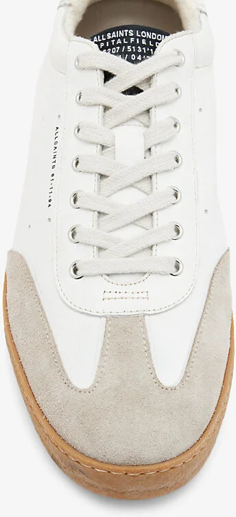 Mens White/Sand Leo Brand-Embossed Leather Low-Top Trainers Eur 42 / 8 Uk Men - Image 2