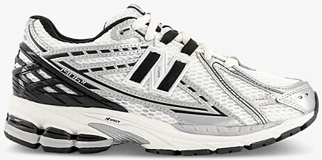 Mens White Silver Black 1906 Brand-Patch Leather and Mesh Low-Top Trainers Eur 45 / 11 Uk Men