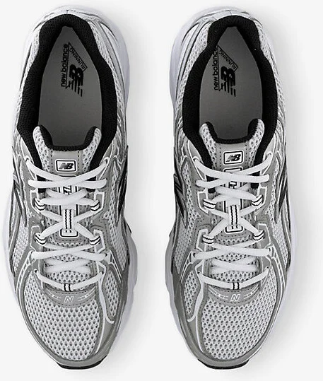 Mens White Silver Black 740 V2 Branded Mesh Low-Top Trainers 5 - Image 2