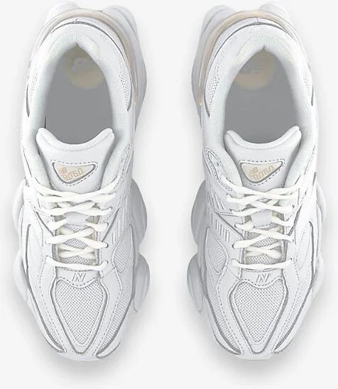 Mens White White White 9060 Brand-Patch Leather and Mesh Low-Top Trainers Eur 38 / 4 Uk Men - Image 2