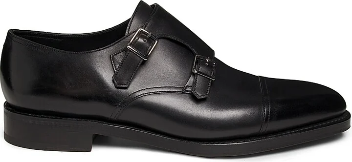 Men's William Double-Buckle Monk Shoes - Black - Size 7.5