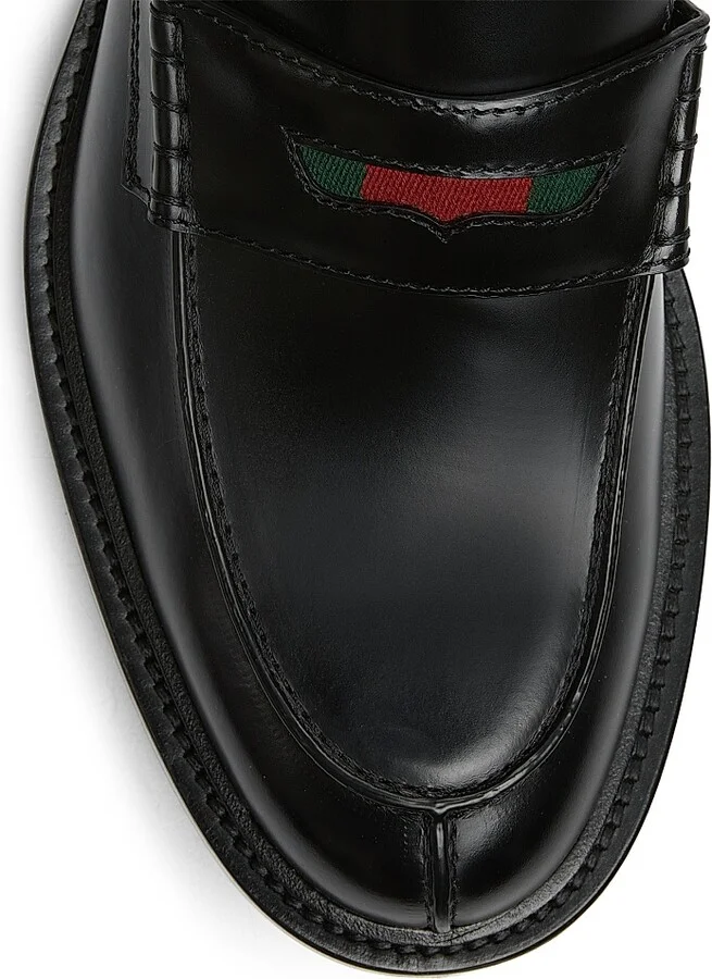 Men's William Web Leather Penny Loafers - Black - Size 11 - Image 5