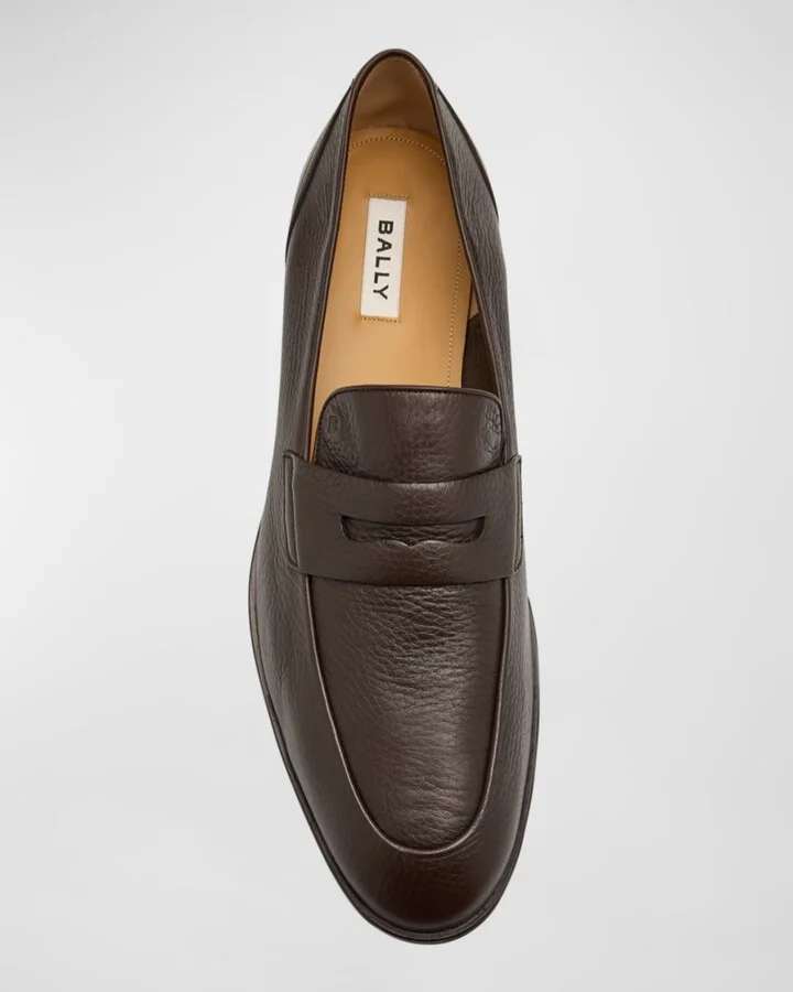 Men's Windsor Grained Leather Penny Loafers - Image 5
