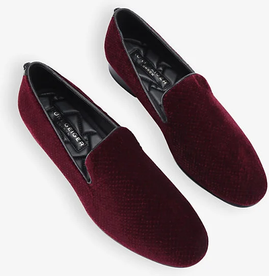 Mens Wine Ace Slip-On Flat Velvet Loafers Eur 42 / 8 Uk Men - Image 2