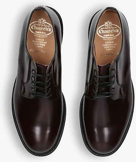 Mens Wine Shannon Lace-Up Leather Derby Shoes Eur 42 / 8 Uk Men - Image 2