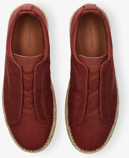 Mens Wine Triple Stitch Canvas Espadrilles Eur 41 / 7 Uk Men - Image 2