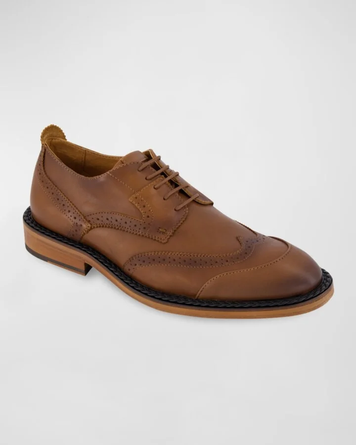 Men's Wingtip Brogue Leather Derby Shoes - Image 2