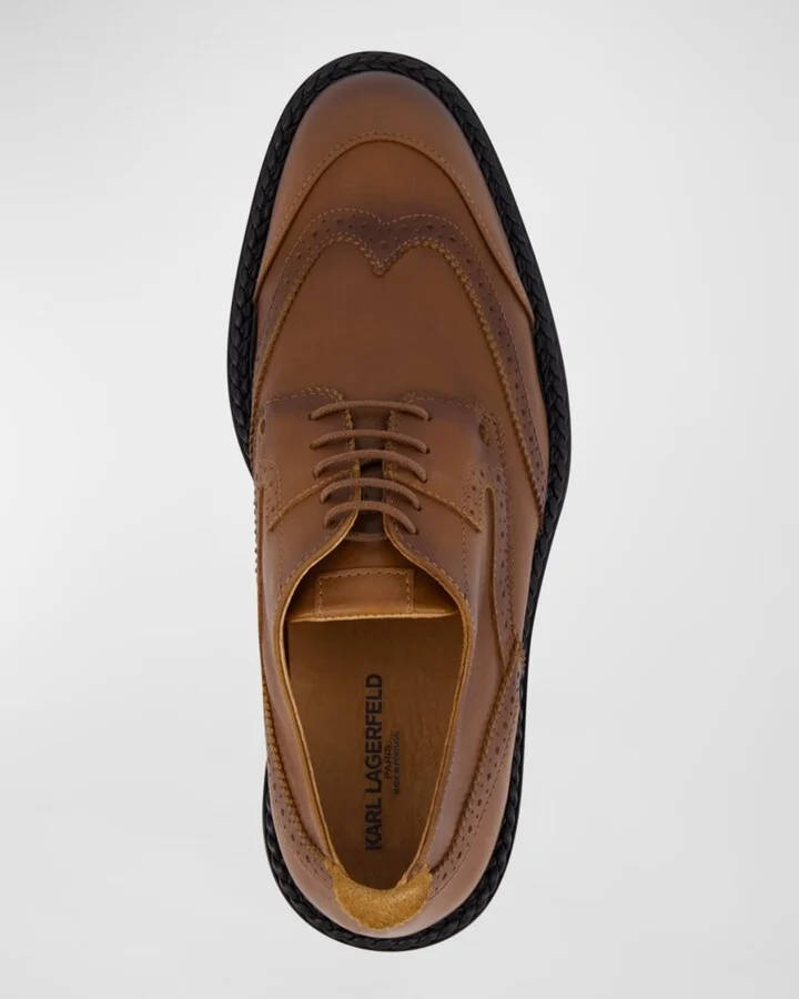 Men's Wingtip Brogue Leather Derby Shoes - Image 4