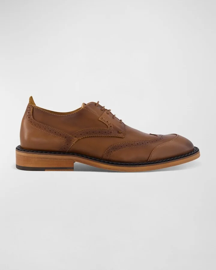 Men's Wingtip Brogue Leather Derby Shoes