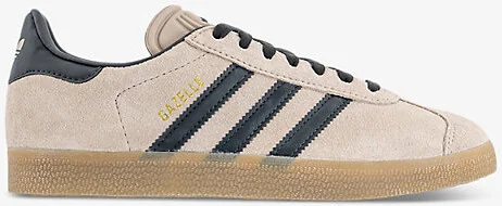 Mens Wonder Taupe Nightindigo Gazelle Brand-Stripe Suede Low-Top Trainers 12.5