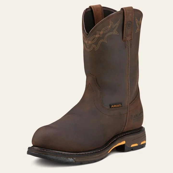 Men's Workhog Waterproof Work Boots In Oily Distressed Brown