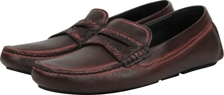Men's Worn Burgundy Leather Loafer Shoes 427368 2240 (41 EU / 8 US) - Image 2