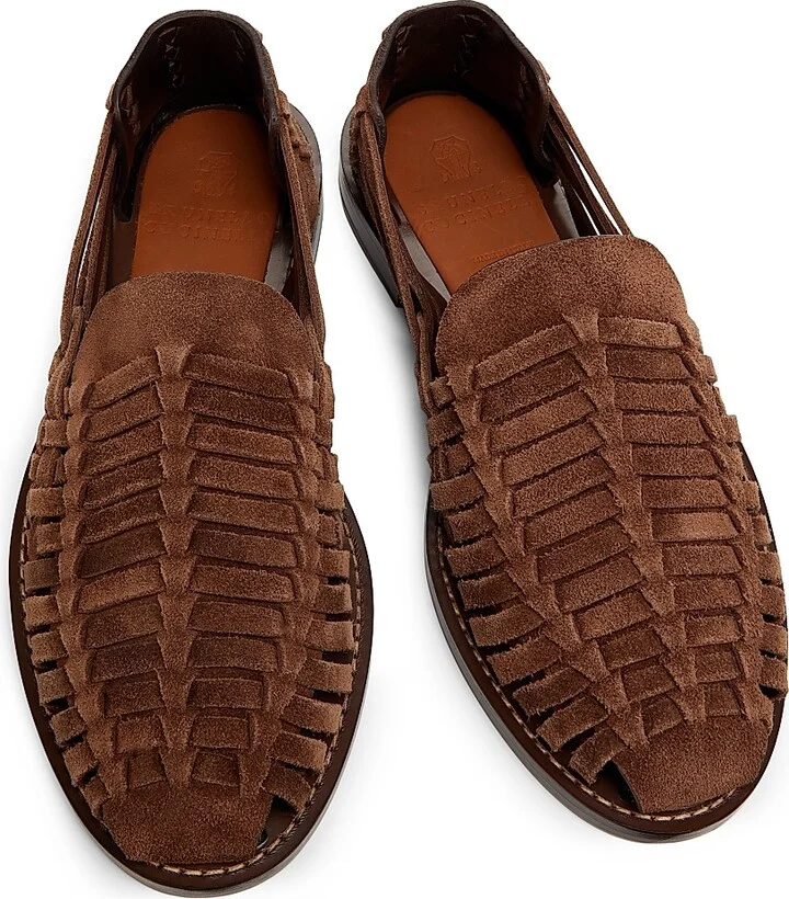 Men's Woven Leather Sandals - Brown - Size 7 - Image 4