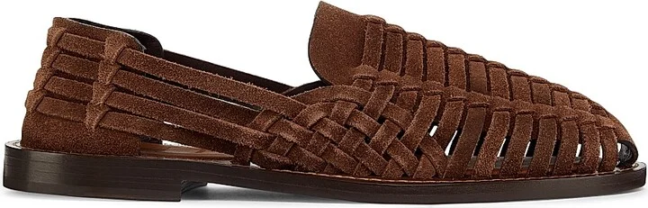 Men's Woven Leather Sandals - Brown - Size 7