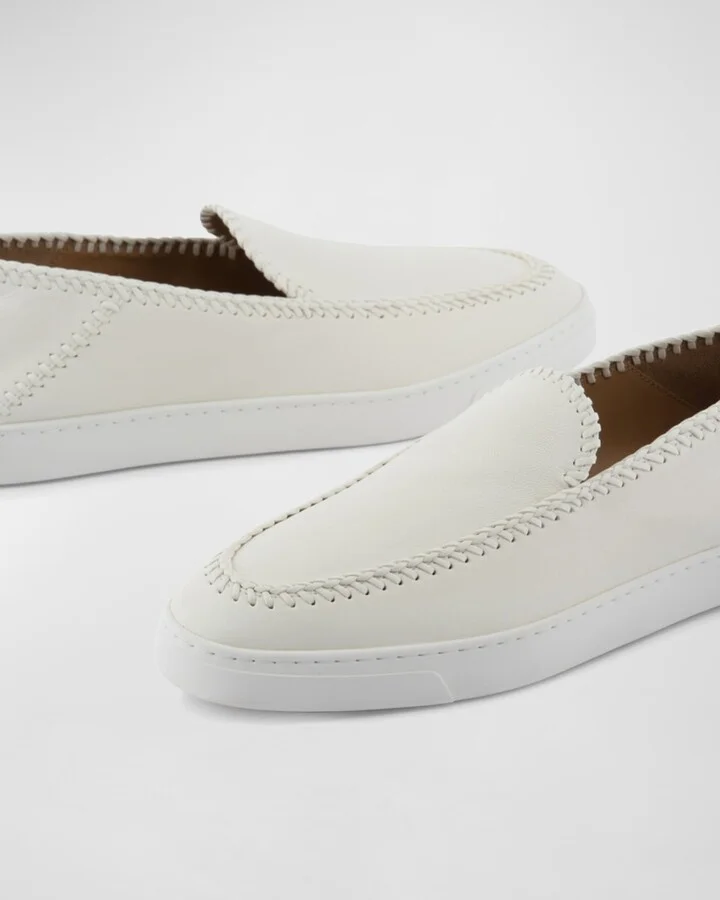 Men's Woven Leather Slip-On Sneakers - Image 5