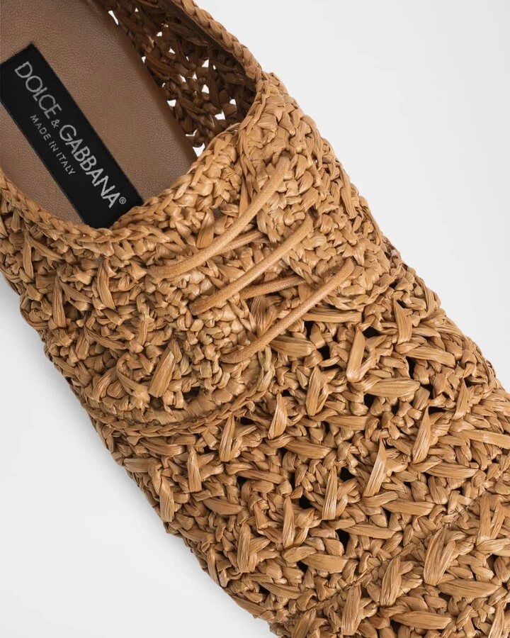 Men's Woven Raffia Derby Shoes - Image 3