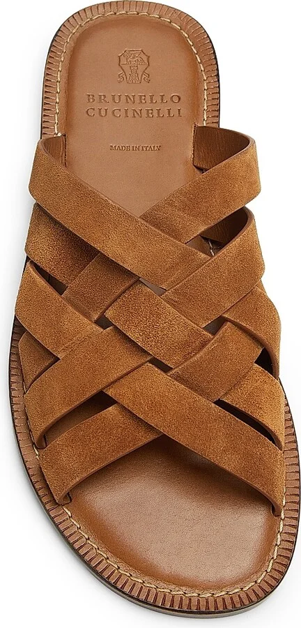 Men's Woven Suede Sandals - Brown - Size 8 - Image 4