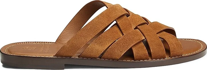 Men's Woven Suede Sandals - Brown - Size 8