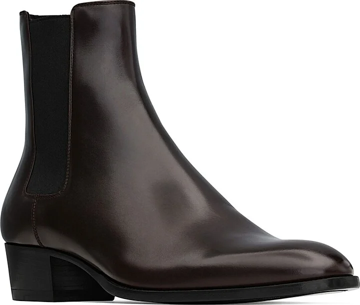 Men's Wyatt Chelsea Boots In Smooth Leather - Brun Fonce - Size 6 - Image 2