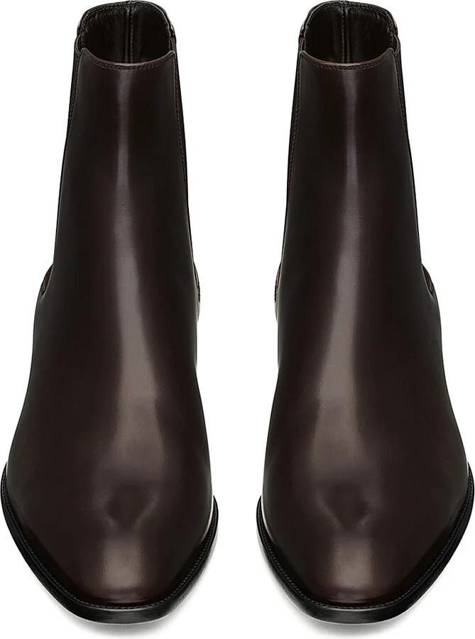 Men's Wyatt Chelsea Boots In Smooth Leather - Brun Fonce - Size 6 - Image 3