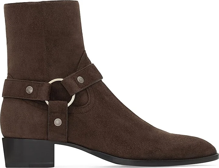 Men's Wyatt Harness Boots in Suede - Dark Chocolate - Size 7
