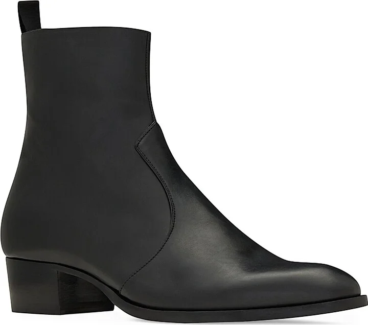 Men's Wyatt Zipped Boots In Smooth Leather - Black - Size 7 - Image 2
