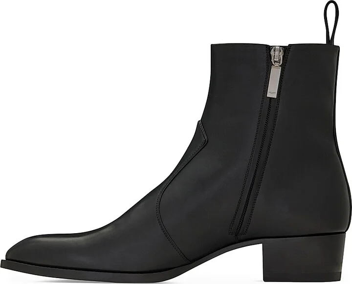 Men's Wyatt Zipped Boots In Smooth Leather - Black - Size 7 - Image 5
