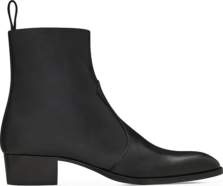 Men's Wyatt Zipped Boots In Smooth Leather - Black - Size 7