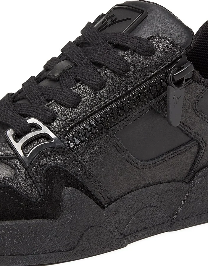 Men's X1907 Double-Zip Low-Top Sneakers - Black Suede - Size 6 - Image 5