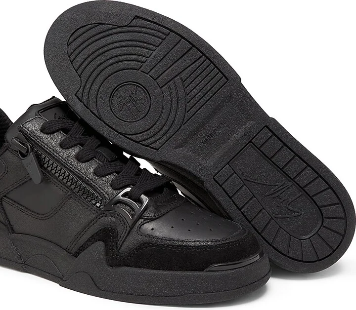 Men's X1907 Double-Zip Low-Top Sneakers - Black Suede - Size 6