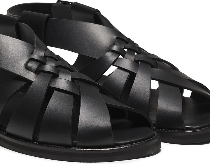 Men's Zale Fisherman Leather Sandals - Black - Size 12 - Image 2
