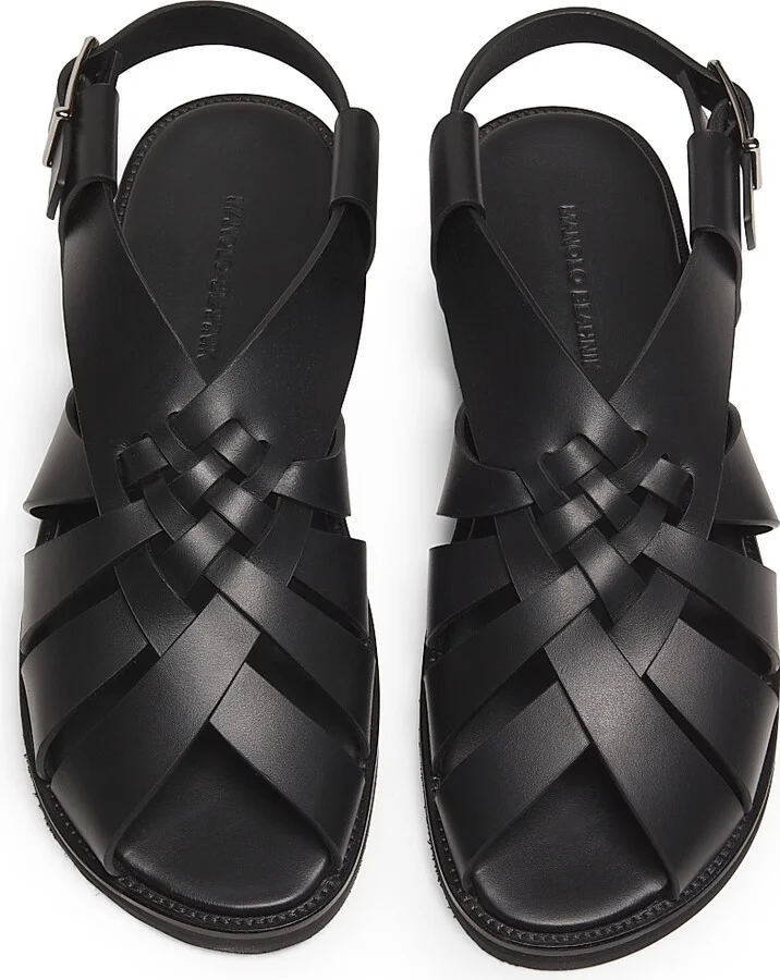 Men's Zale Fisherman Leather Sandals - Black - Size 12 - Image 4