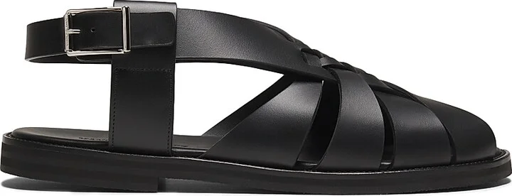 Men's Zale Fisherman Leather Sandals - Black - Size 12