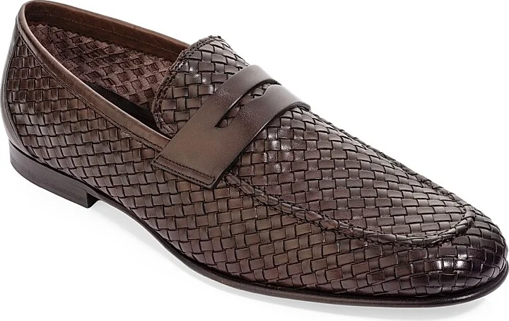 Men's Zenith Woven Leather Loafers - Dark Brown - Size 8 - Image 2