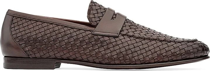 Men's Zenith Woven Leather Loafers - Dark Brown - Size 8
