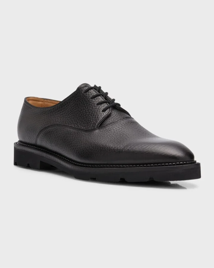 Men's Zennor Grained Leather Derby Shoes - Image 3