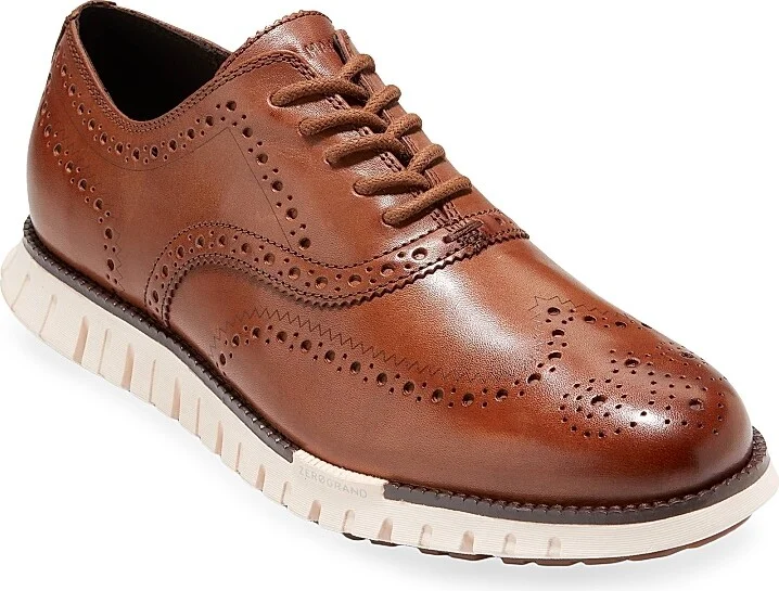 Men's Zerogrand Remastered Wingtip Oxfords - British Tan Ivory - Size 10 - Image 2
