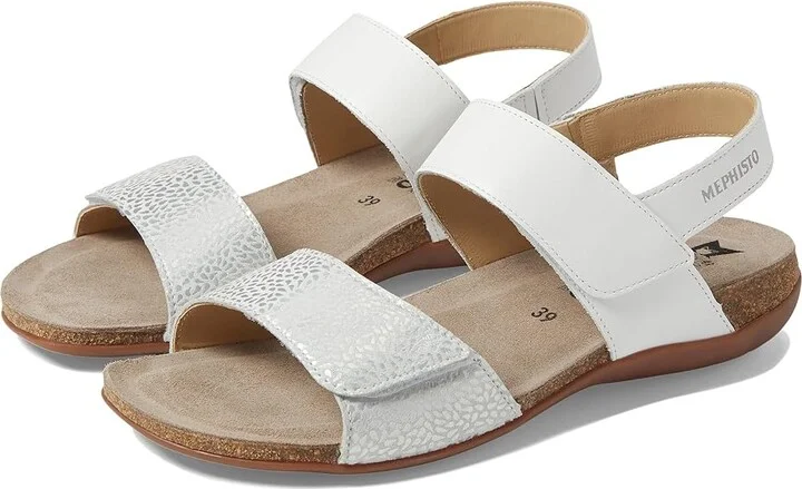 Mephisto Agave Women's Sandals White Silk Combo Belem : EU 35 (US Women's 5) B - Medium, Leather/Suede