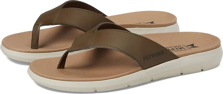 Mephisto Charly Men's Sandals Khaki Scratch Leather : EU 45 (US Men's 11) D - Medium