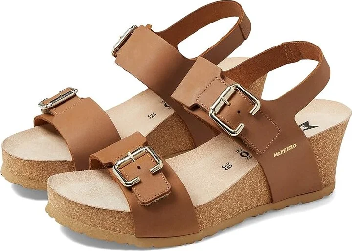 Mephisto Lissandra Women's Wedge Shoes Camel Scratch : EU 36 (US Women's 6) B - Medium, Leather