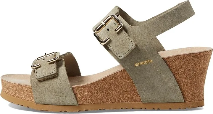 Mephisto Lissandra Women's Wedge Shoes Light Khaki Suede : EU 41 (US Women's 11) B - Medium, Leather - Image 5