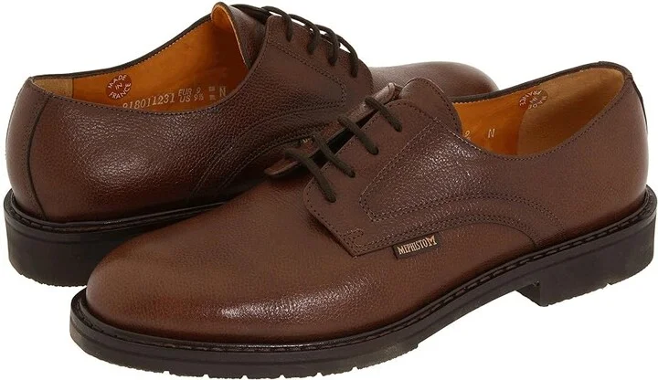 Mephisto Marlon Men's Plain Toe Shoes Chestnut Pebble Grain Leather : EU 41 (US Men's 7) D - Medium, Nubuck