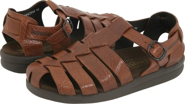 Mephisto Sam Men's Sandals Tan Full Grain Leather : EU 42 (US Men's 8) D - Medium, Full Grain leather/Leather