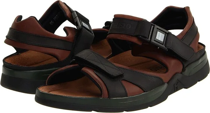Mephisto Shark Men's Sandals Dark Brown/Black Waxy Leather : EU 40 (US Men's 6) D - Medium, Hair Calf/Leather