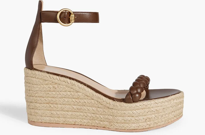Merida braided leather espadrille wedge sandals