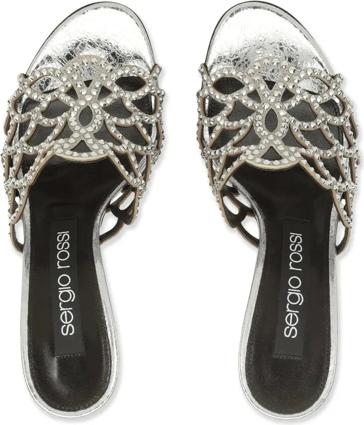 Mermaid 90mm crystal-embellished mules - Image 4