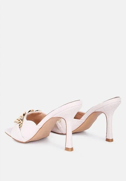 Mermaid Quilted Metallic Chain Embellished Sandals - Image 2