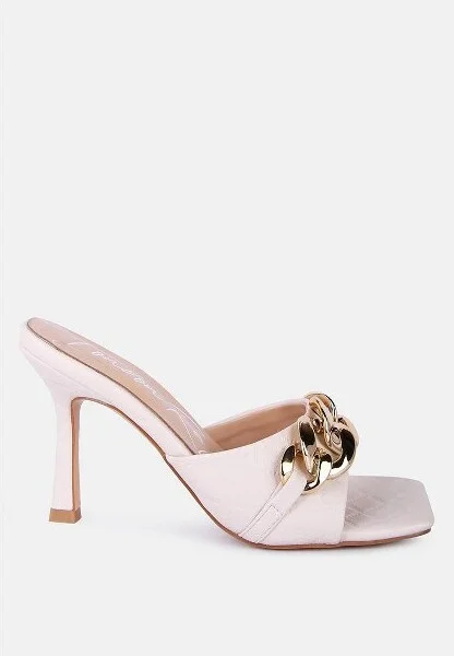 Mermaid Quilted Metallic Chain Embellished Sandals