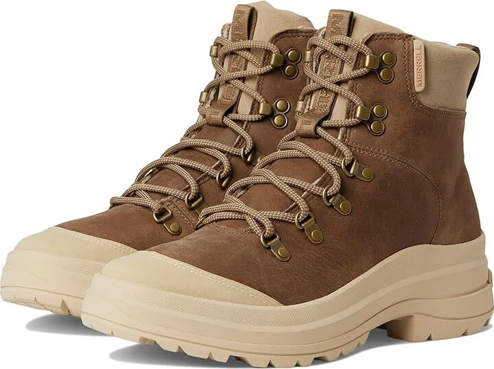 Merrell Harper Lace Zip Waterproof Women's Boots Khaki : 8 M, Leather