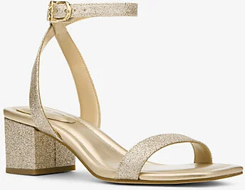 Merriam Glitter-Embellished Leather Sandal